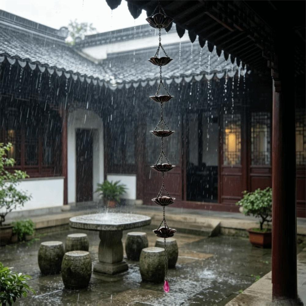 Cherry Blossoms Shape Tulip Rain Chain Iron Rainwater Diverter Chain Garden Drainage