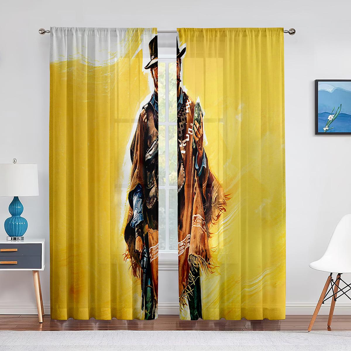 Ковбойские тюлевые шторы в западном стиле для домашнего офиса — фото 11