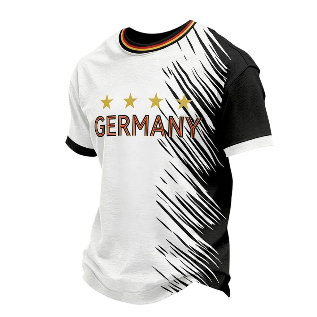 Men's Casual Short Sleeve T-Shirt Crew Neck German Flag Print Soccer Graphic Lightweight Summer Top