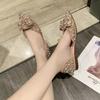 Rimocy Spring Summer Rhinestone Flats Women Korean Fashion Pointed Toe Single Shoes Woman Soft Sole Luxury Pearl Single Shoes