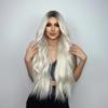 EASIHAIR Super Long Wavy Lace Front Synthetic Wigs Platinum Blonde Ombre Natural Lace Frontal Wig for Women Heat Resistant Cosplay Wig