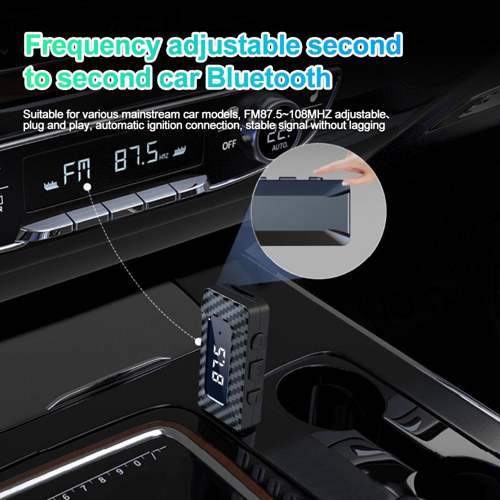 Car Bluetooth 5.3 Transmitter Receiver With LED Display Handsfree Call Car Kit  Wireless Audio For FM Radio Support TF card