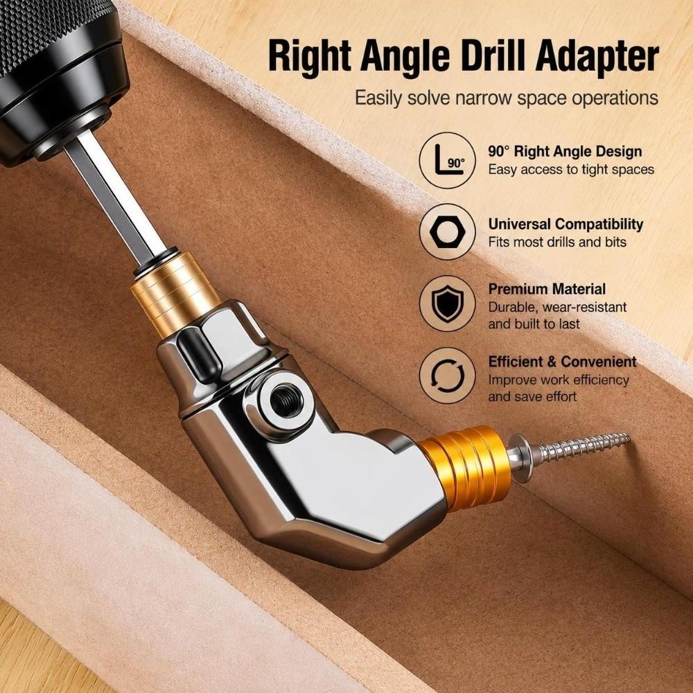 90 Degree Angle Driver Adapter Dual Bearing Offset Adapter Drill Accessory Narrow Area Install