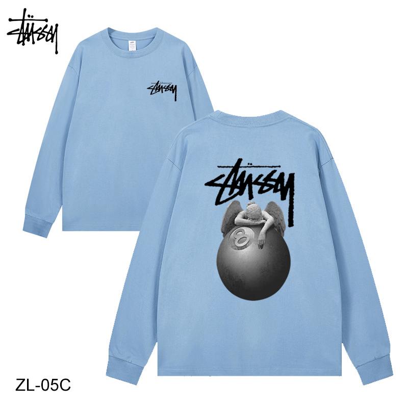 

Stussy 2024, весенне-осенняя новая высококачественная хлопковая футболка Stussy Angel, размер 8, с длинными рукавами и принтом мячей для мужчин и женщин