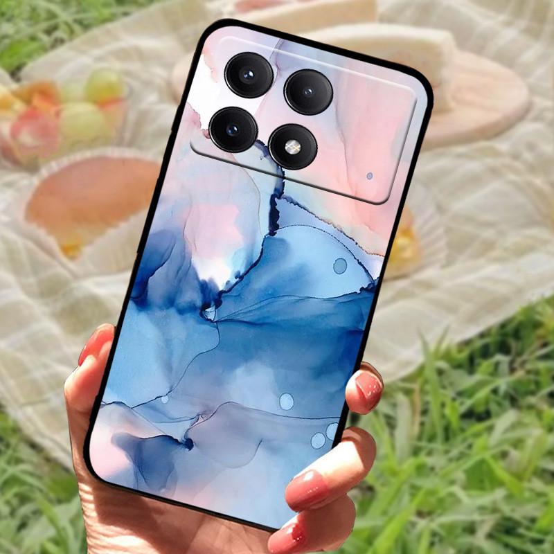 Pro Xiaomi Poco X6 Kryt Poco X 6 X6 Pro 5G Silikonový Měkký Mramorový Černý Nárazník Funda Coque pro Xiaomi Poco X6 Pro Ochranný