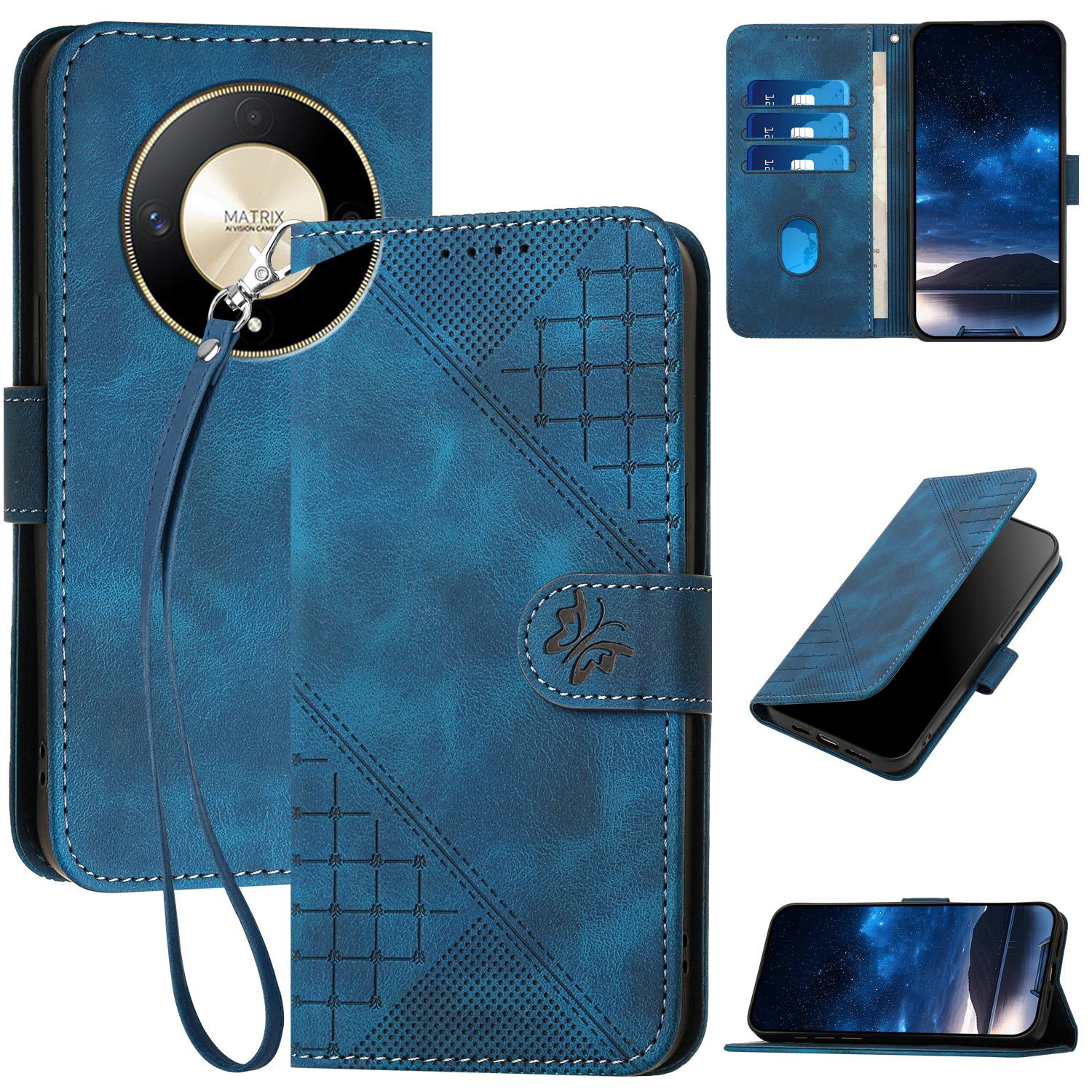 

For Honor X50 GT 5G/Magic6 Lite 5G/X9b 5G/X50 5G Leather Wallet Case Butterfly Flower Imprinted Phone Cover with Strap A