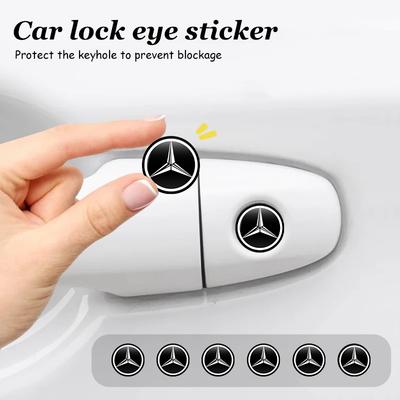 FA028pcs Car Door Keyhole Sticker Lock Protector Anti-blocking Decal For Mercedes Benz W211 W124 W176 W177 C180 C200 C260 C300 GLC