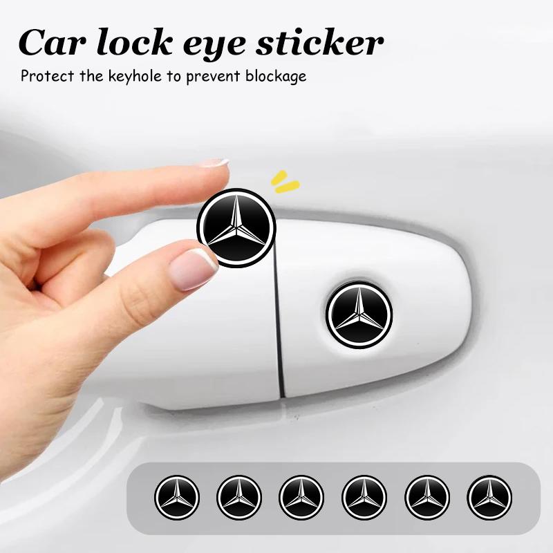 FA028pcs Car Door Keyhole Sticker Lock Protector Anti-blocking Decal For Mercedes Benz W211 W124 W176 W177 C180 C200 C260 C300 GLC