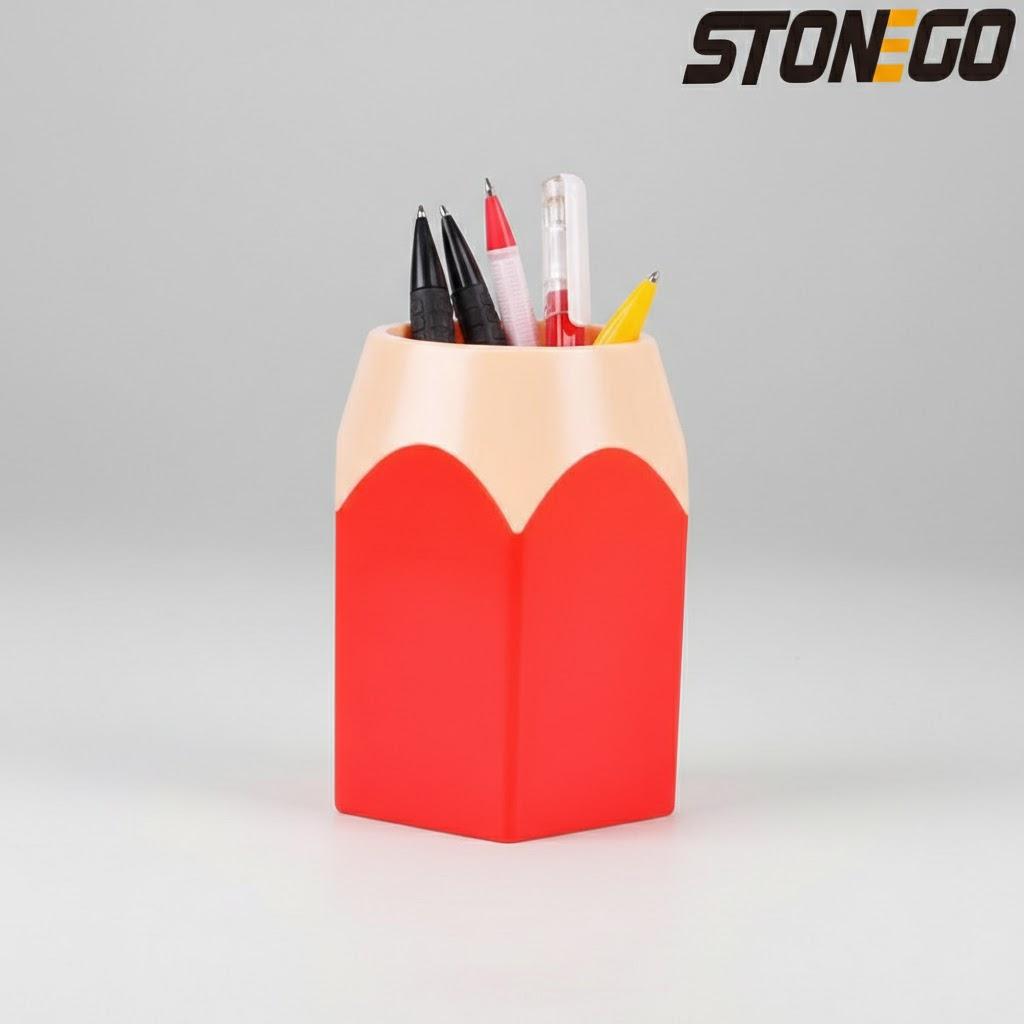 

Makeup Brush Pen Holder Vase Pencil Pot Storage Box Organizer for Office School Stationery Supplies красный