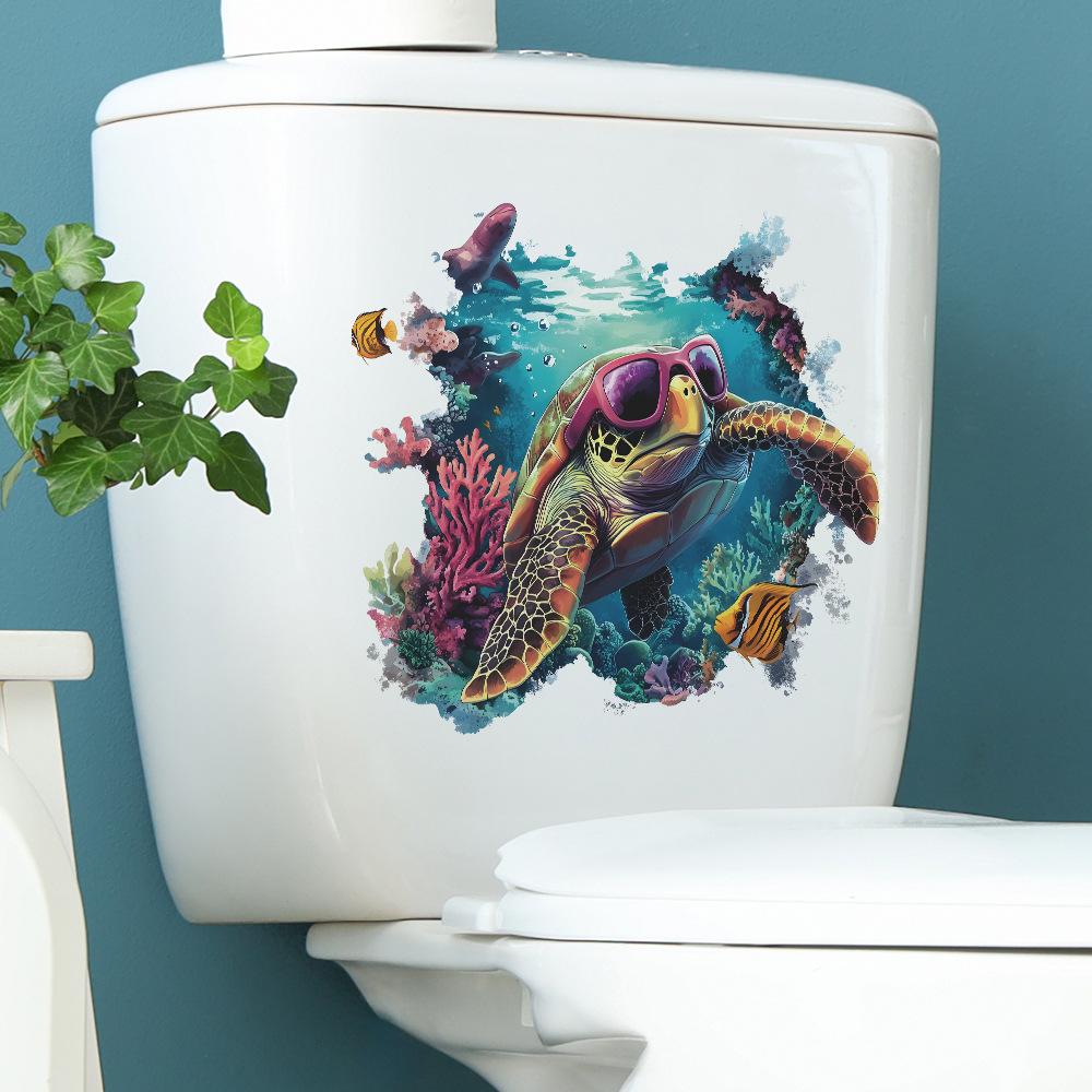 Underwater World Sea Turtles Coral Bathroom Bathroom Decoration Wall Stickers