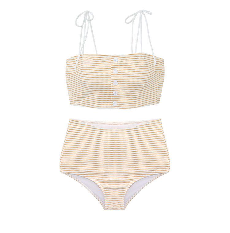 

Полосатое бикини без спины с высокой талией в корейском стиле - Женский сексуальный раздельный купальник для отпуска на горячих источниках Large