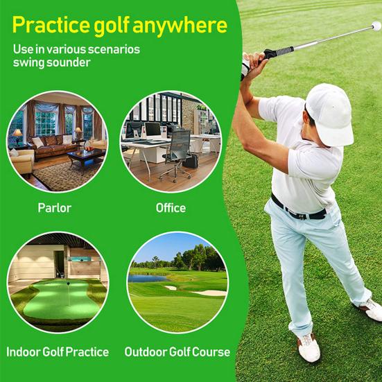 Retractable Golf Swing Training Aid Portable Grip Trainer with Click Feedback for Right And Left Handed Golfers Warm Up Stick