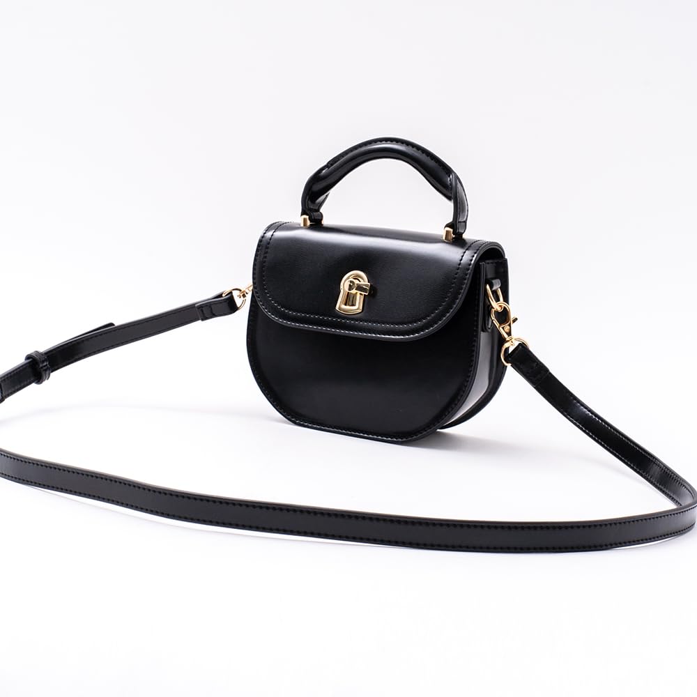 Creeretoile Shoulder Mini Saddle E-mono Women's Handbag, Bag, 2-Way Pochette, Bag, Bag, Ethical, Stylish, Occasion-Ready [Creeretoile] (Black)