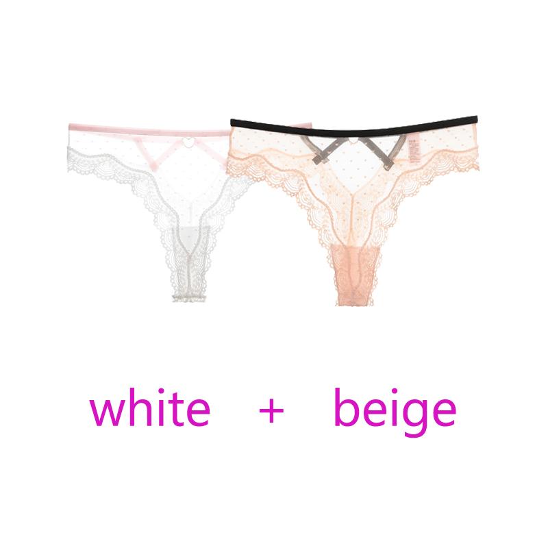 TERMEZY 2Pcs/Lot Sexy Lace Panties Women Low-waist Underwear Hollow Out Transparent Thong Female Seamless G-string Lingerie Underpant
