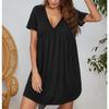 Summer Women's Dress Casual Home V-neck Short Sleeved Pajama Dress for Women