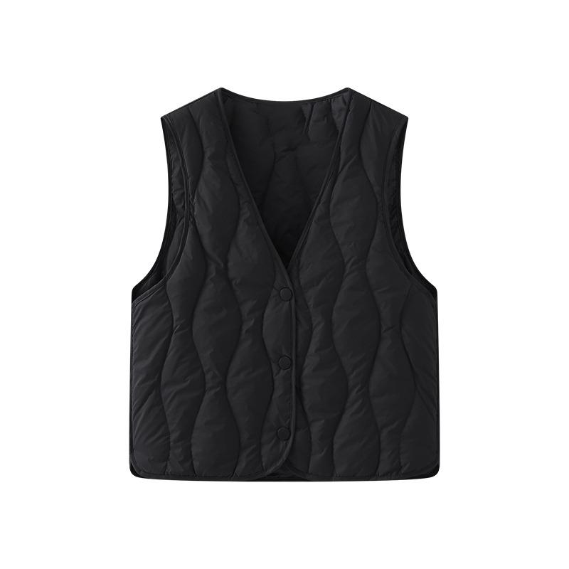 Módní zimní V-výstřih Zesílená péřová bavlněná vesta Bunda Dámská bez rukávů Jednobarevná Ležérní Jednoduchá Elegantní Tílka Volná Vesta Oblečení