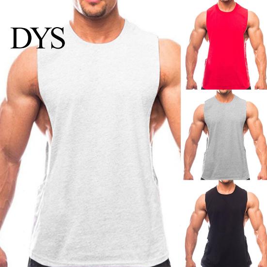 Sleeveless Vest Men Solid Color Loose Summer Round Neck Top for Fitness