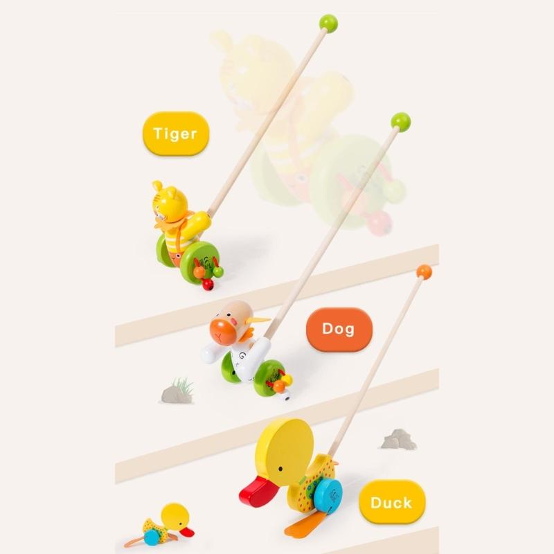 Wooden Pushing Toy For Baby Hand Eye Coordination Toy for Ages 18-36 Months Physical Development Waddling Toy