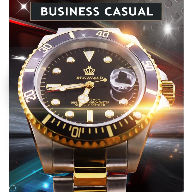 Zlatá korunka hodinek Křemíkové pánské hodinky Business Casual Pánské ocelové Kalendář Vodotěsné Náramkové hodinky