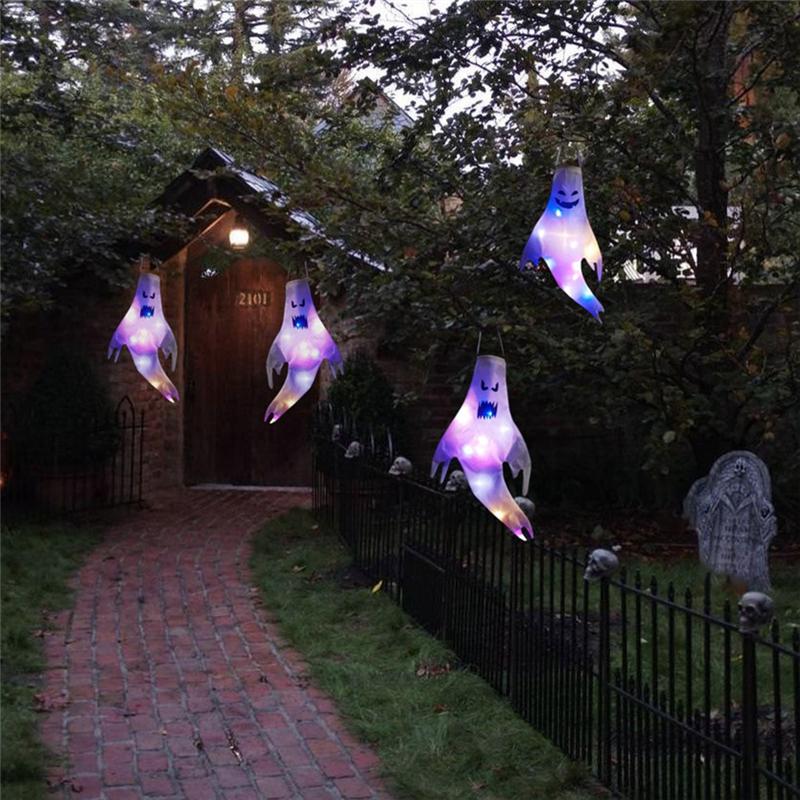 Dobré-Halloweenské Dekorativní Uspořádání Místa Rekvizity, Duch Vějíř LED Svítící Duch Přívěsek Závěsná Dekorace