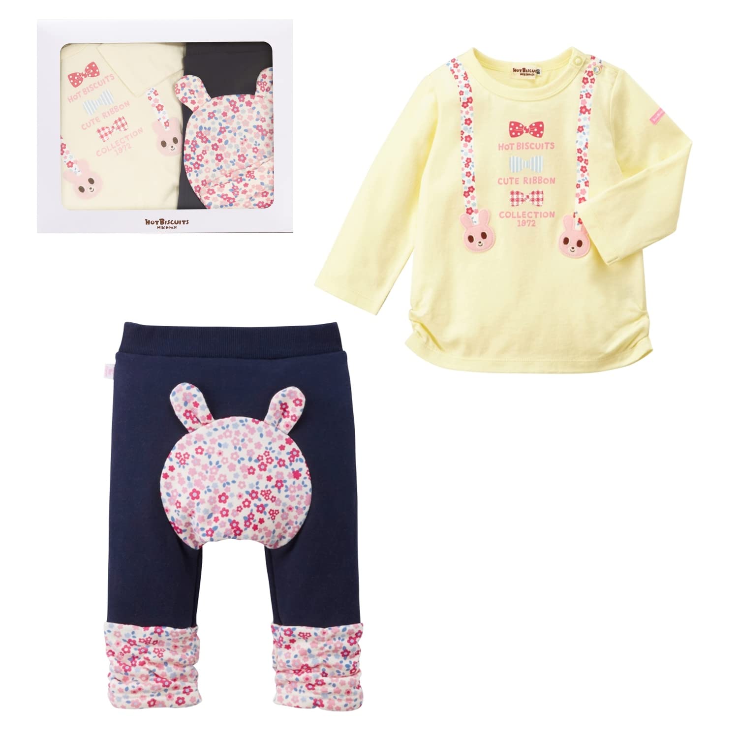 

MIKI HOUSE HOT BISCUITS T-shirt & Pants Set (Boxed) for Boys and Girls, Baby Clothes, Baby Gift, Cone, 70cm, 74-9980-494