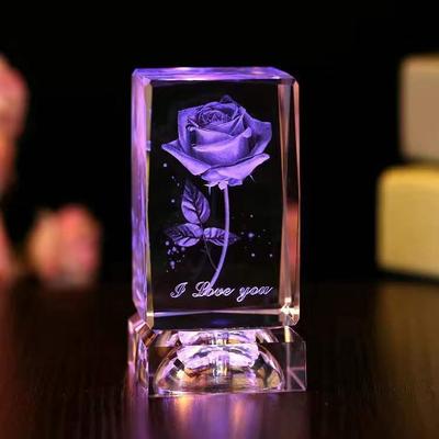 Romantic Rose Night Light: Crystal Ornament and Valentine's Confession Gift