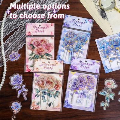 40Pcs Flower Stickers Waterproof Floral Vinyl Stickers Natural Flower Stickers for Scrapbooking Vintage Craft Sticker