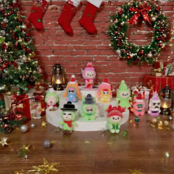 Christmas Flocked Doll Blind Box: 12-Hole Snowman Pendant Toy for Kids
