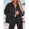 Veste en jean noire pour femme - Début du printemps/Automne Coupe ample Design de niche