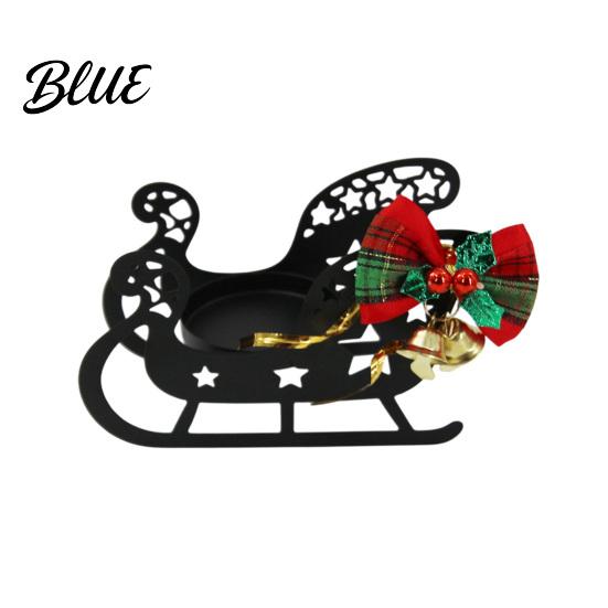 Holiday Home Decor Ornaments Black Metal Candle Holder Hollow Bow Sleigh Reindeer Bell Snowflake Tea Family Gathering Atmosphere Props Light