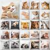 Cute Cat Hug Pillowcase Pet Interactive Illustration Cushion Healing Home Decoration Sofa Pillow