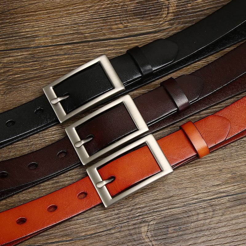 Women's Belt Stylish Simple and Versatile Genuine Leather Made Korean Trendy First Layer Pure Cattlehide Jeans Belt Women