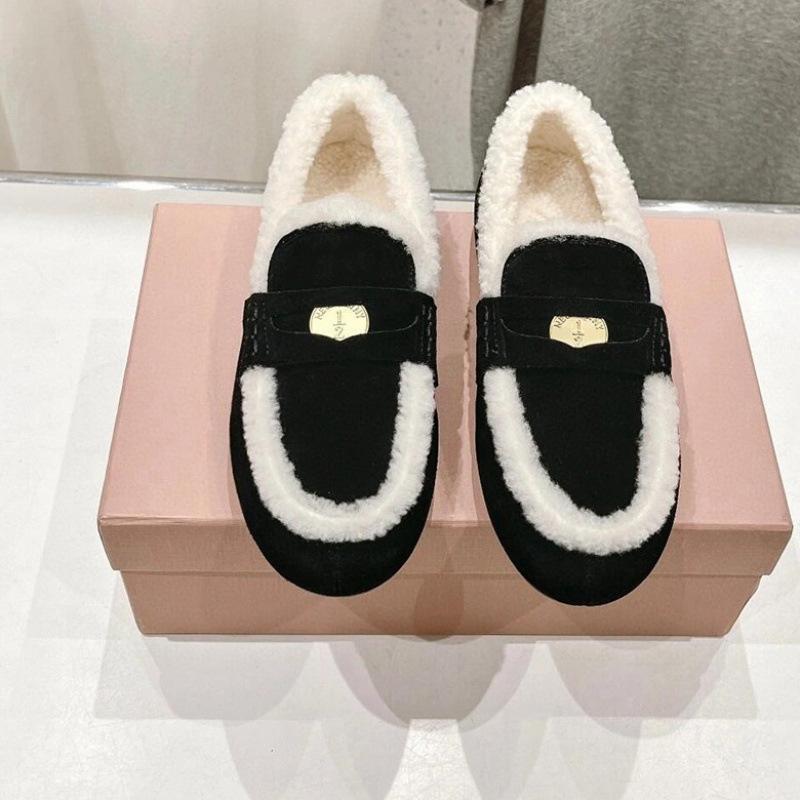 

Zuli Xiaoxue Теплий фліс Ледачі На плоскій підошві Мао Мао Золота монета Жіночі Бавовняні Одинарні Туфлі 40