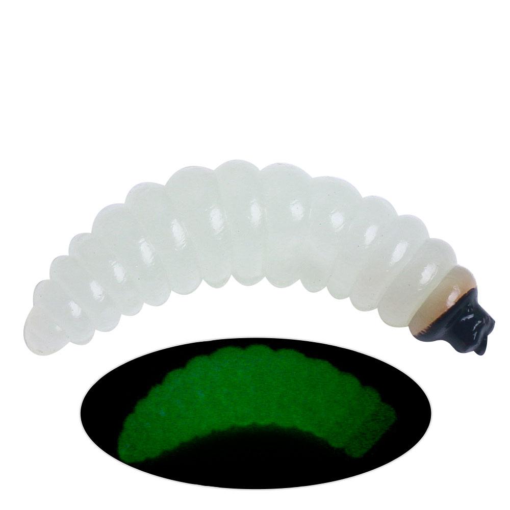 50pcs 2.4cm Maggot Grub Soft Lure Baits Smell Worms Glow Shrimps Pike bass carp Pesca isca artificial Fishing Lure fishing goods