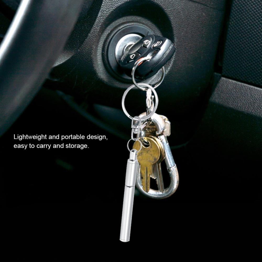 Stainless Steel Telescopic Pen 2 in 1 Multifunctional Extendable Keychain Pen Silver with Key Ring Retractable Ballpoint
