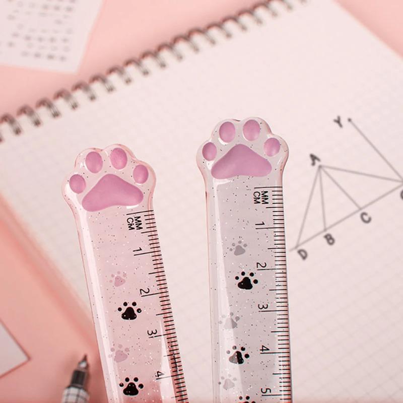 1pcs Cute Kitten Cat Claw Ruler Stationery Fun Drawing Gift Office School Measurement Drawing Ruler