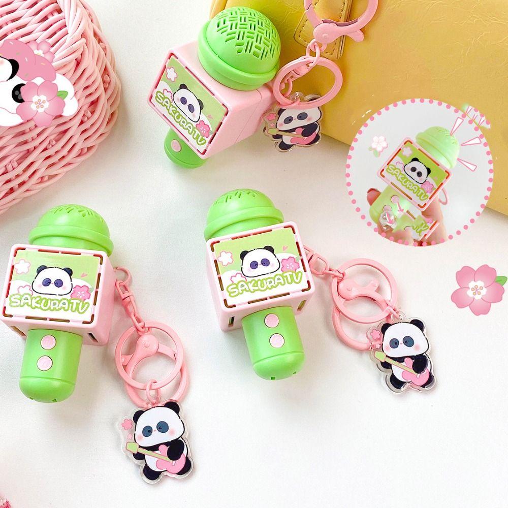 Originality Style Mini Microphone Keychain Cartoon Panda Recording Microphone Keychain  Gift Giving