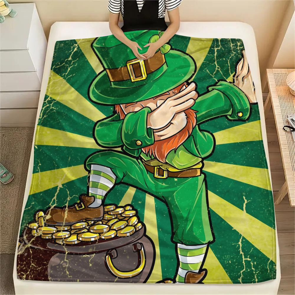 St. Patrick s Day Print Flannel Blanket, High quality Comfortable for All Seasons, Home Decor, Warmth and Comfort 80cm x 120cm
