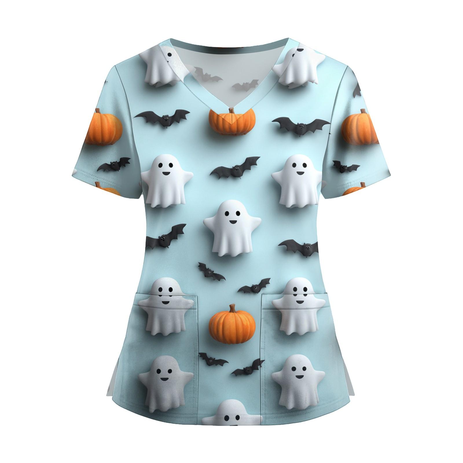 

Женская мода V-образный вырез короткий рукав комбинезон с карманами принт топы одежда XXL