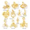 2 Pcs Ocean Jewelry Charms Enamel Clear Cubic Zirconia Starfish Shell Dolphin Turtle Brass 18K Gold Plated Pendants DIY Necklace