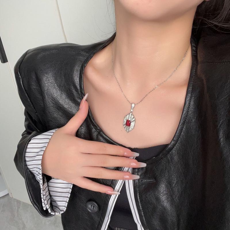 Korean Style Elegant Gemstone Jewelry Set: Rhombus Ring, Earrings, Necklace