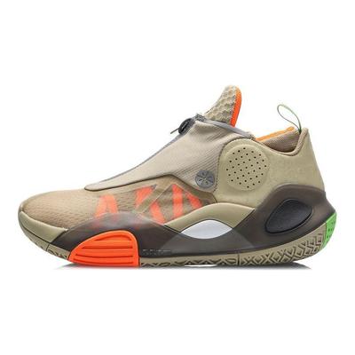 Li Ning All City 8 V2 Wade Serie Stoßdämpfende Rutschfeste Abriebfeste Mid-Top Basketballschuhe Herren Basketballschuhe Khaki ABAQ023-21