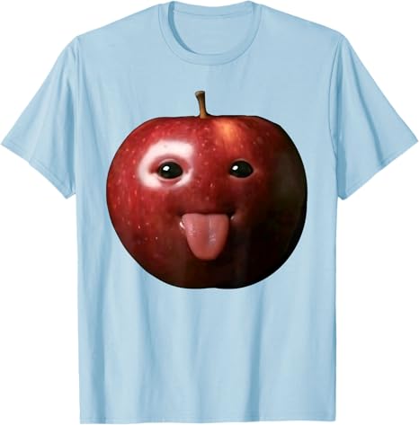 Lustiges albernes KI Apfel Gen Z Meme Gehirnfäule Humor Zunge raus T-Shirt Obstliebhaber Y2k Kunst Ästhetik Oberteile Sigma Apfel Rizz Spruch T-Shirt