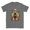 Ghost Cat Meme T Shirt Summer Halloween Ghost Holding Black Cat Cotton T-Shirts For Men's Tee Shirt Short-Sleeve Top Tees