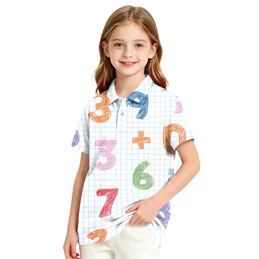 Girls Casual Short Sleeve Print School Uniform T-Shirt for Back To School and Everyday Wear