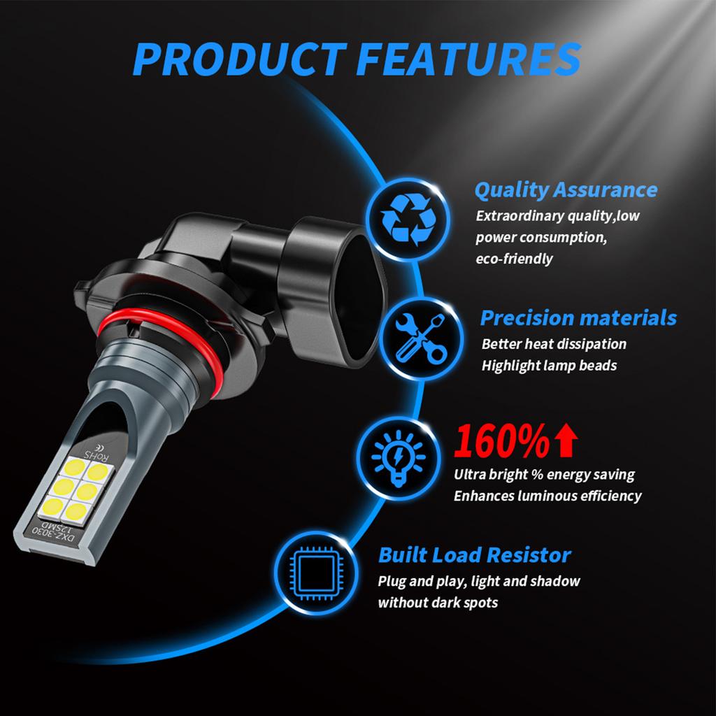 2Pcs H8 H11LED Bulb H1 H3 H4 H7 9005 9006 Led Lamp Bright Car Fog Lights Day Driving Running Light 12V 6500K White Car Lights