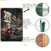 Metal Route 66 Sign American Wall Decor Vintage Retro Plaque US Flag Car Gasoline Iron Sheet Art 20x30cm Home Bar Man Cave