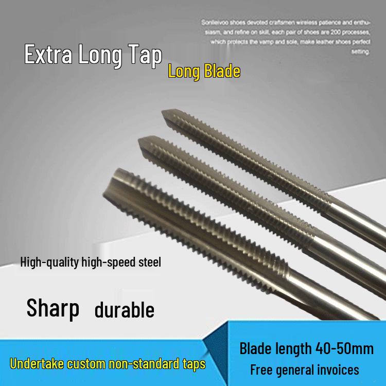 Long Flute Machine Tap with Thin Shank – M3-M12 x 100x150 Fine Thread