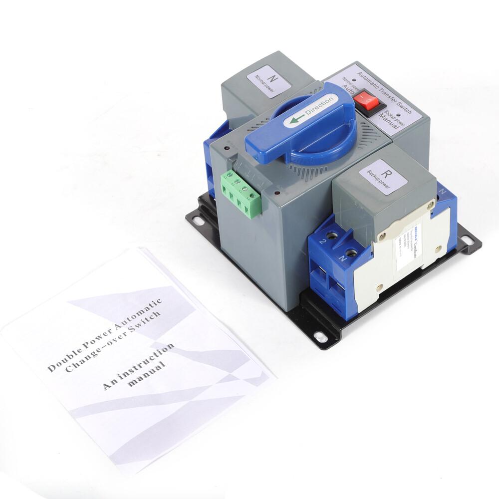 63A 2P Dual Power Automatic Transfer Switch for Generator Solar System ATS Changeover Switch AC 230V 60Hz