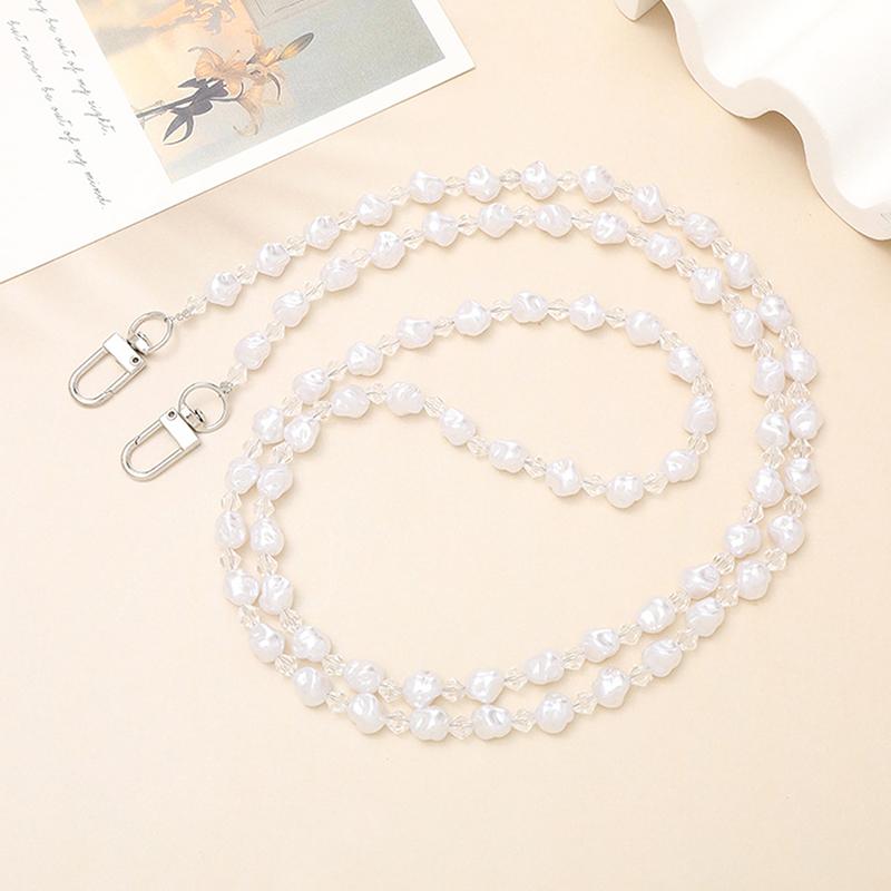 120Cm Bag Chain For Handbag Handles Butterfly Beaded Phone Lanyard Diy Purse Replacement For Shoulder Bag Straps Pearl Belt